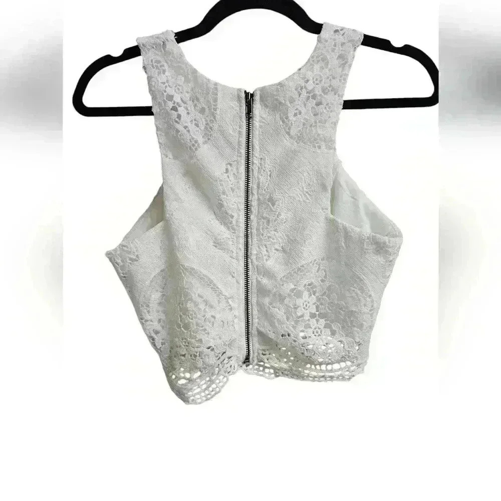 L'atiste by Amy Lace Crochet Crop Top Boho Fairy Size M Zipper - Picture 3 of 7